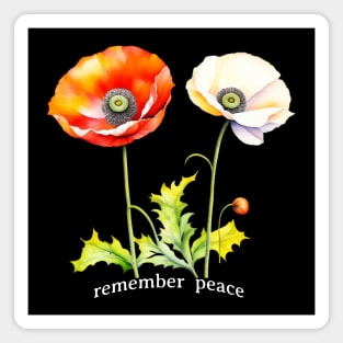 Watercolor Memorial Day Peace Red & White Poppies Magnet